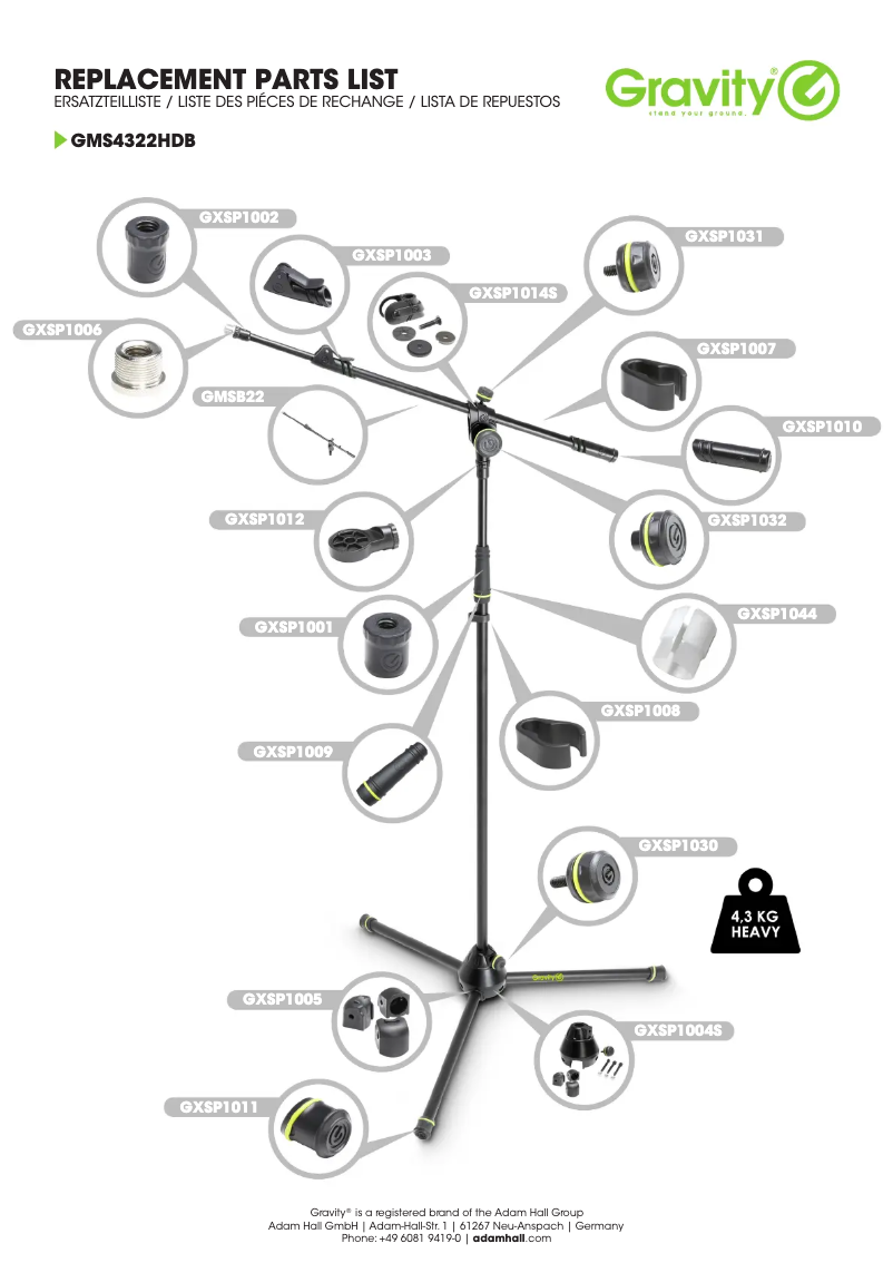 Page 1 de la notice Fiche technique Gravity MS 4322 HDB