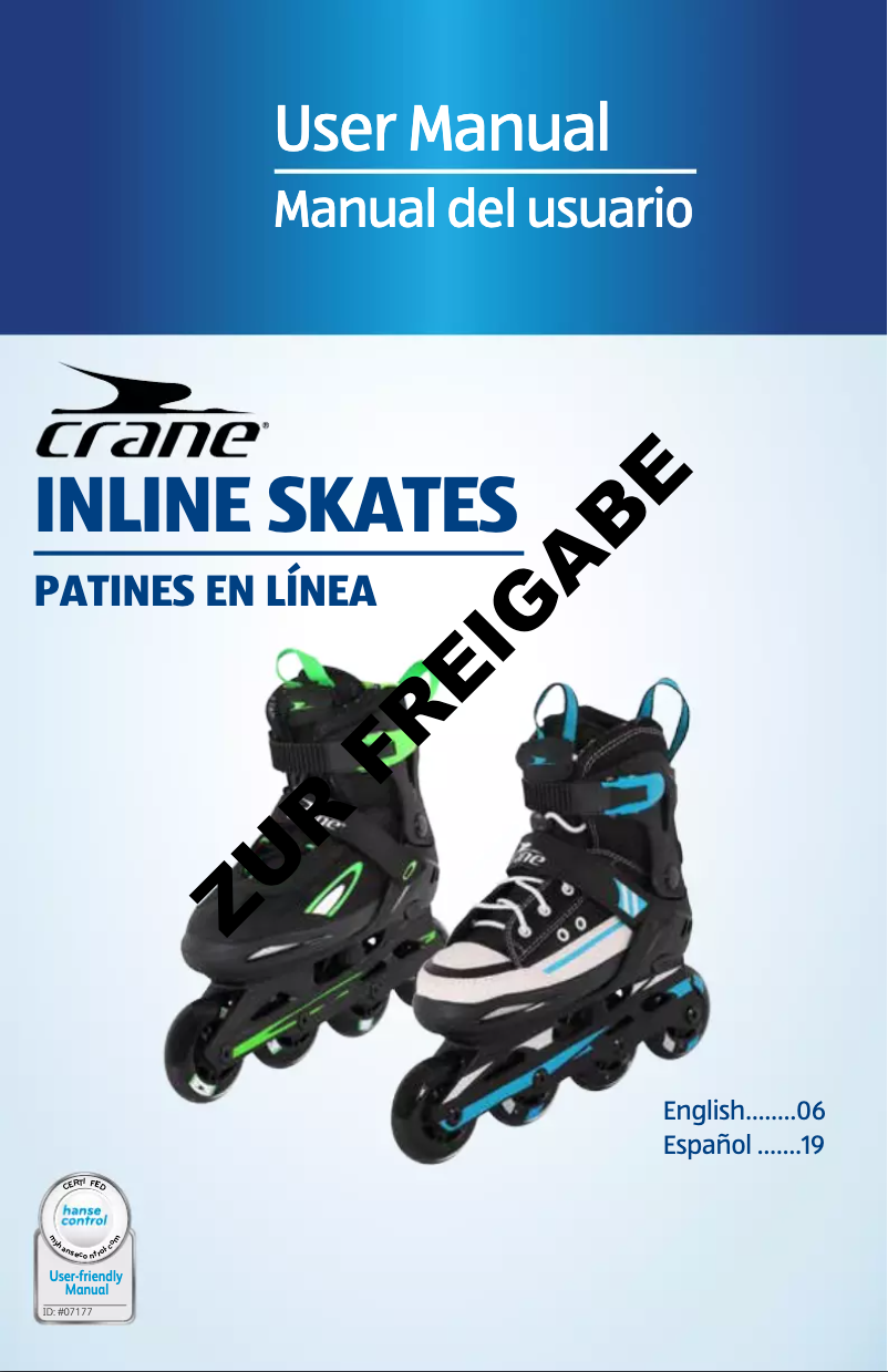 Image de la première page du manuel de l'appareil Inline Skates ANS-16-052
