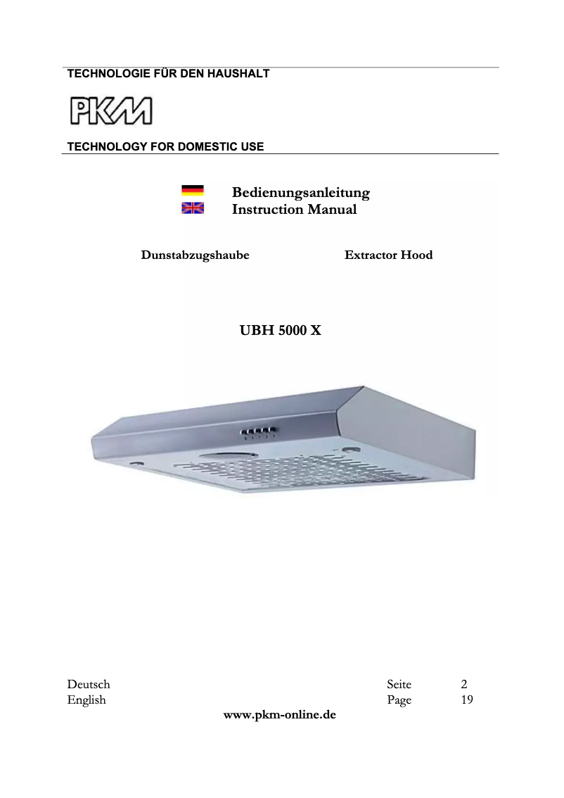 Page 1 de la notice Manuel utilisateur PKM UBH5000X