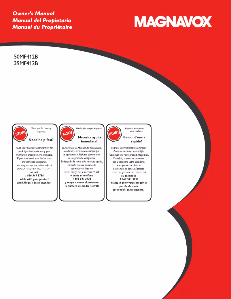 Page 1 of the manual User Manual Magnavox 39MF412B