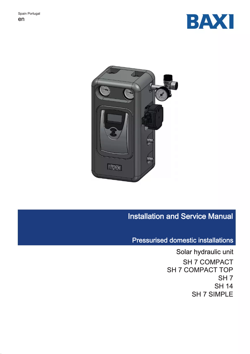 Page 1 de la notice Manuel utilisateur Baxi SH 7 Compact