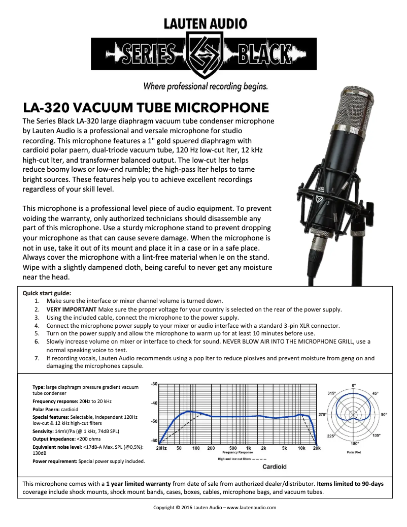Page n°1 - Manuel utilisateur Lauten Audio LA-320