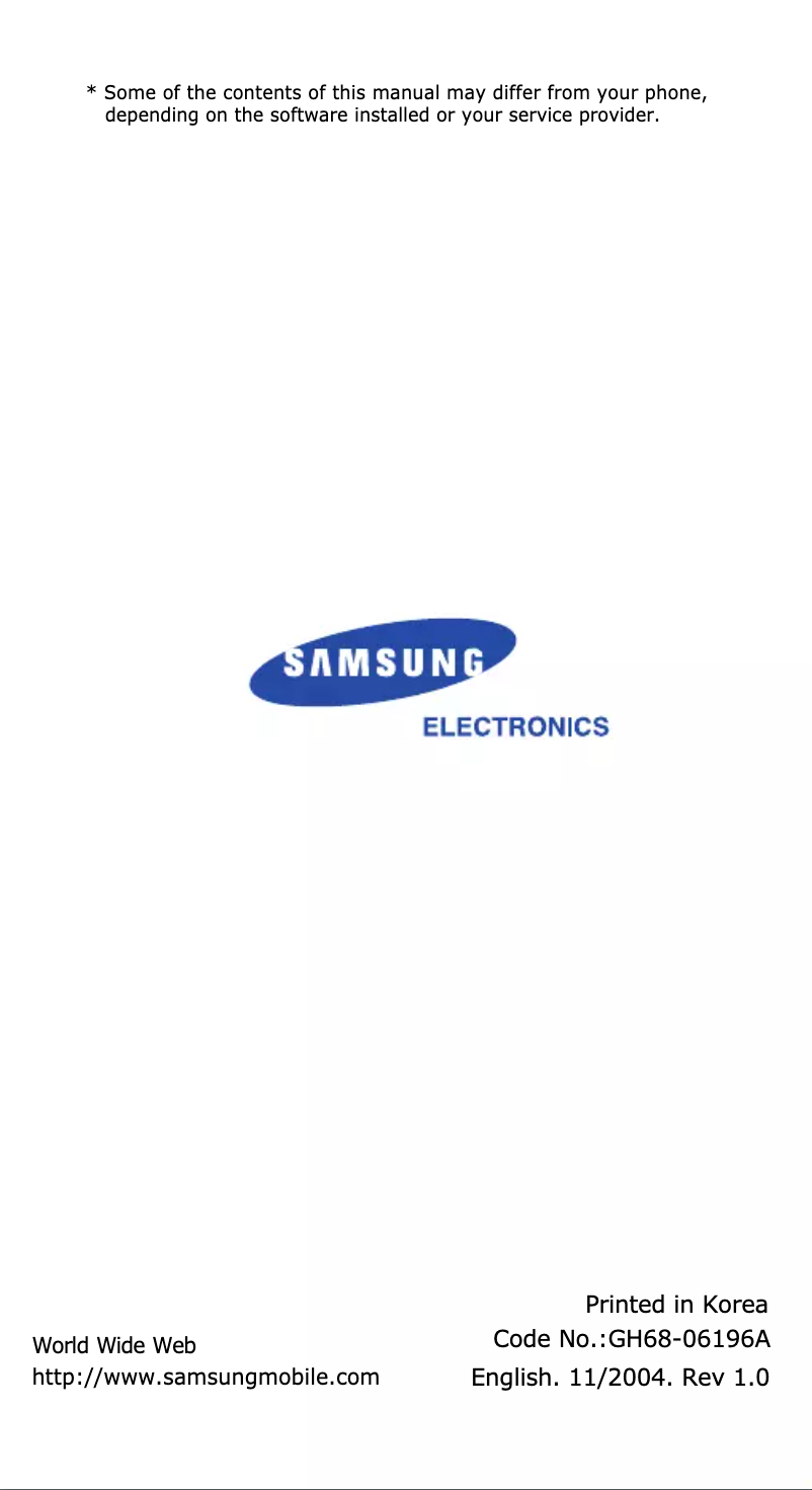 Page n°1 - Manuel utilisateur Samsung SGH-E610