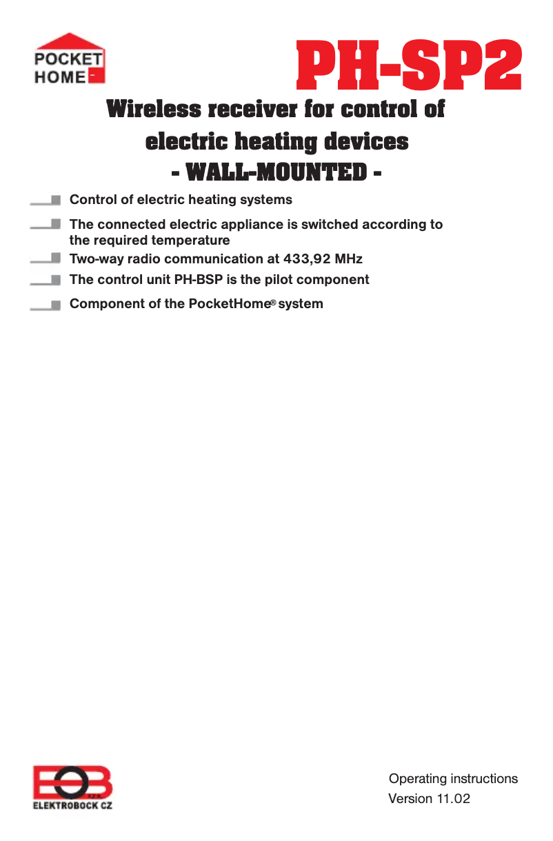 Page 1 de la notice Manuel utilisateur Elektrobock Pocket Home PH-SP2