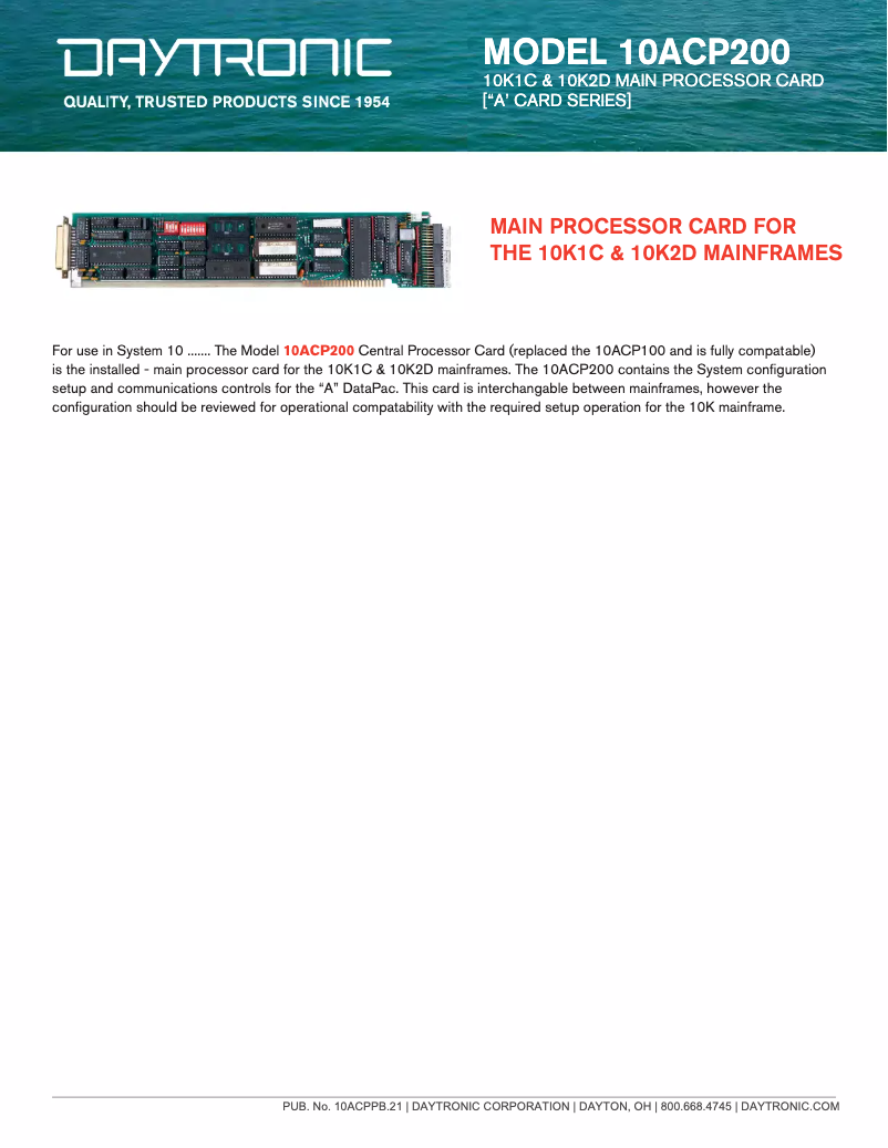 Página 1 del manual Ficha técnica Daytronic 10ACP200