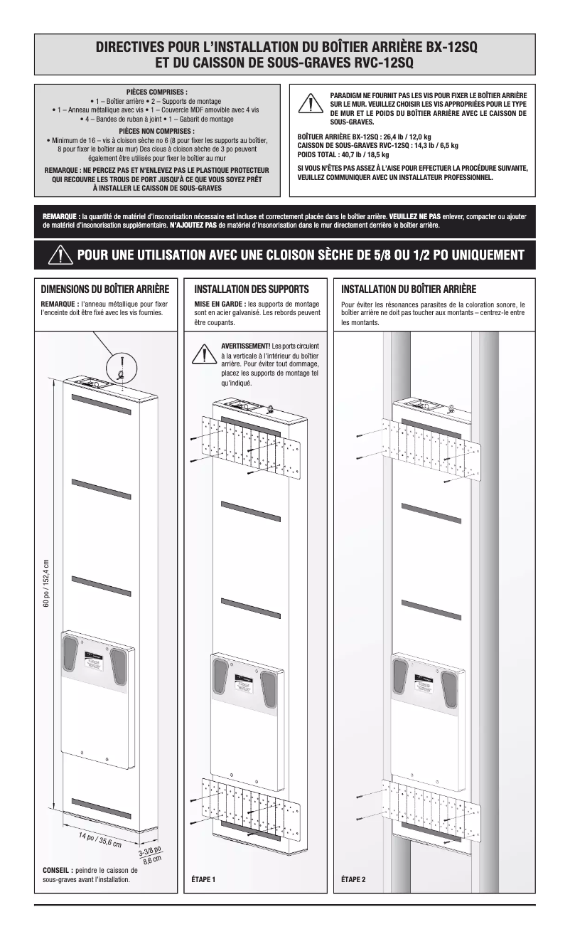 Page n°1 - Manuel utilisateur Paradigm BX-12SQ