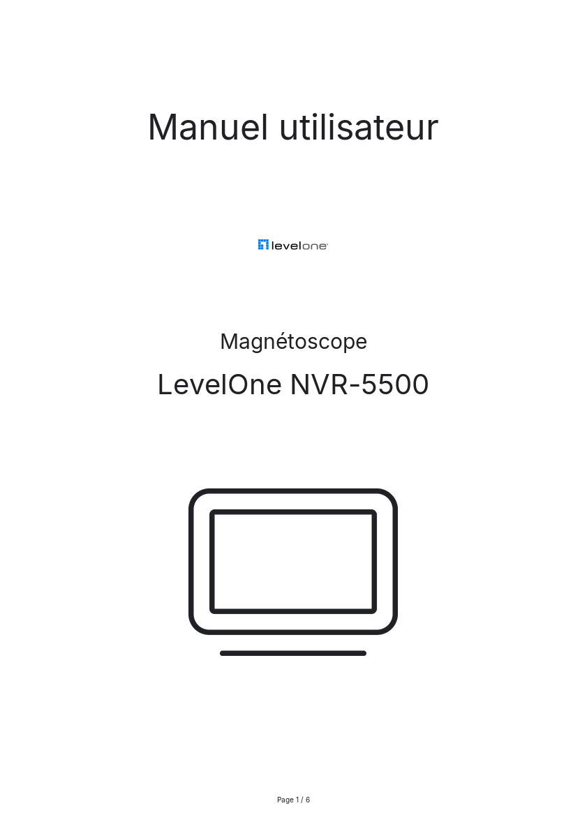 Page n°1 - Manuel utilisateur LevelOne NVR-5500