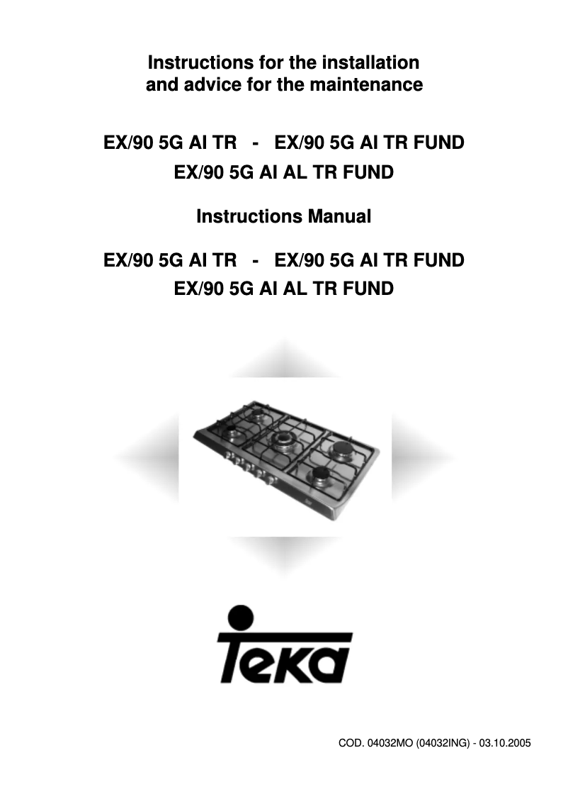 Page n°1 - Manuel utilisateur Teka EX 90 5G AI TR IX