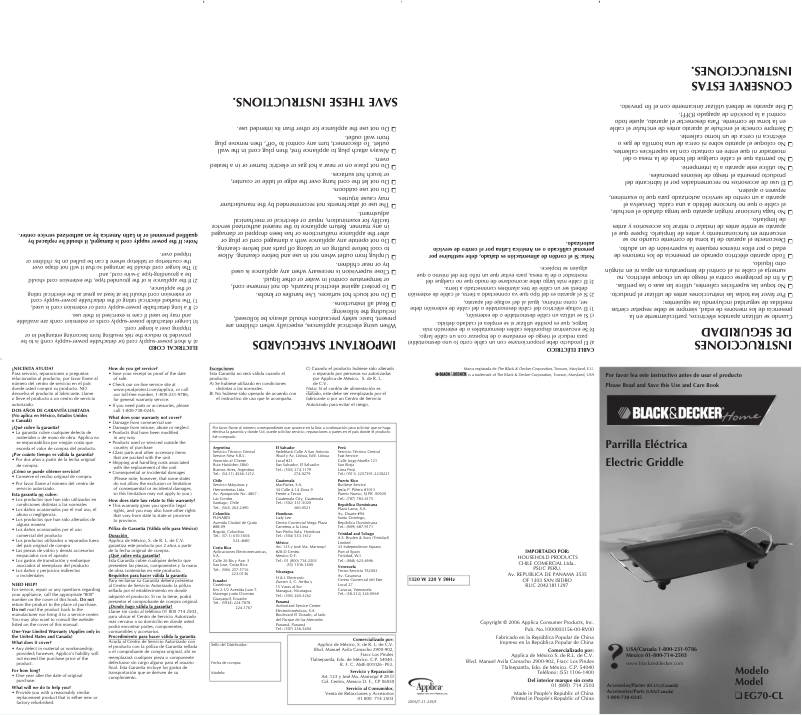 Image de la première page du manuel de l'appareil EG70-CL