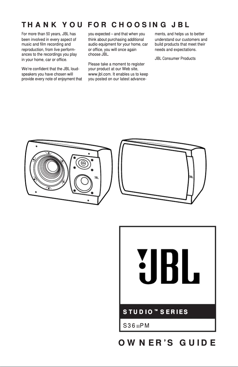 Page n°1 - Manuel utilisateur JBL Studio S36II PM