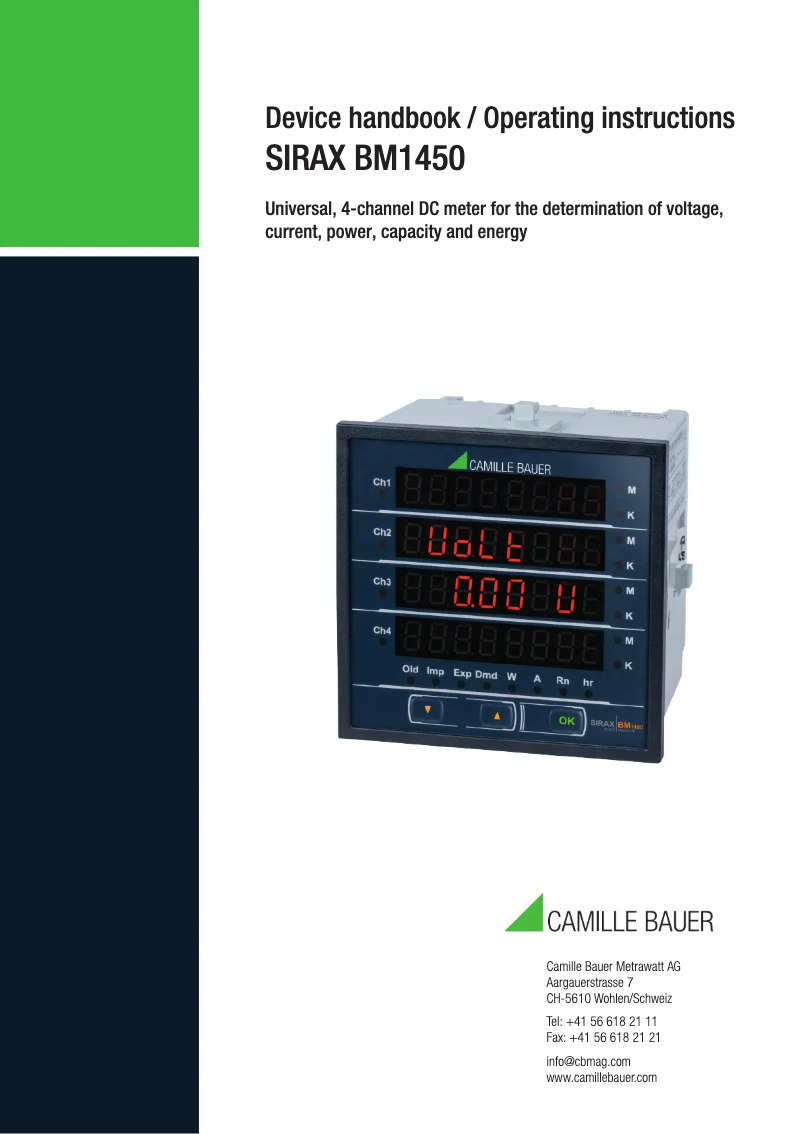 Imagen de la primera página del manual del dispositivo SIRAX BM1450