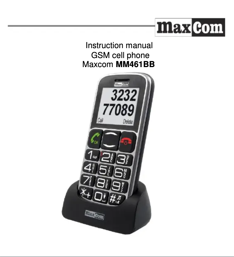 Page n°1 - Manuel utilisateur MaxCom MM461BB