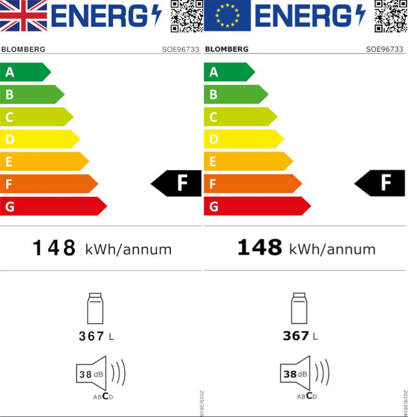 Page 1 de la notice Label énergétique Blomberg SOE96733