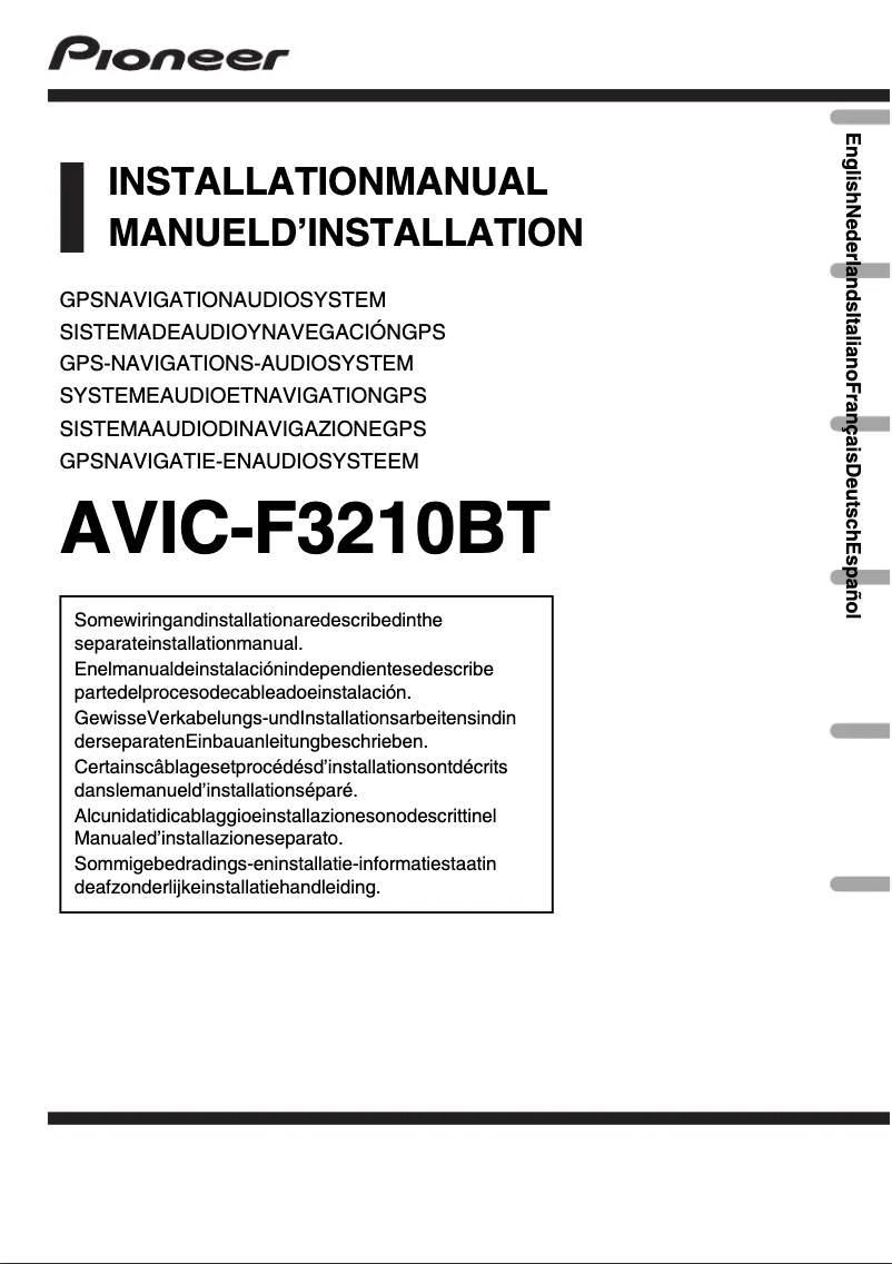 Page n°1 - Guide d'installation Pioneer AVIC-F3210BT