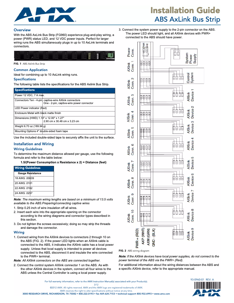Page 1 de la notice Manuel utilisateur AMX ABS
