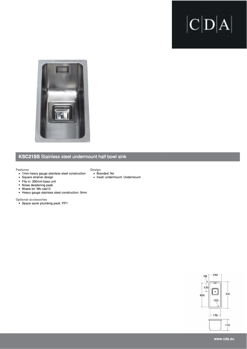 Page n°1 - Fiche technique CDA KSC21SS