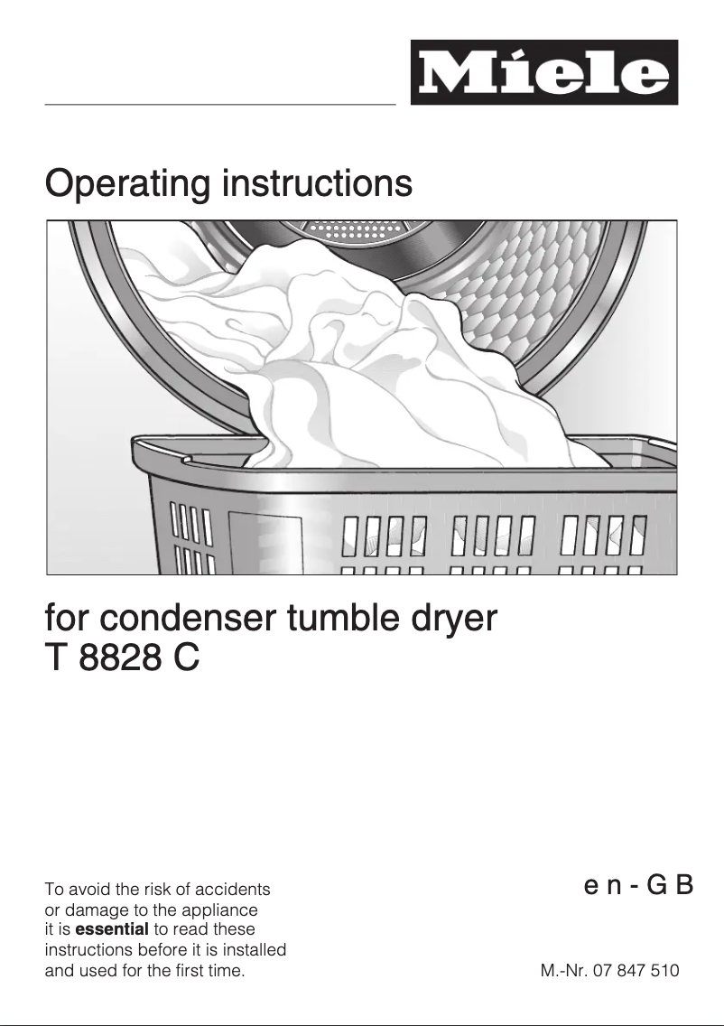 Page n°1 - Manuel utilisateur Miele T 8828 C SS
