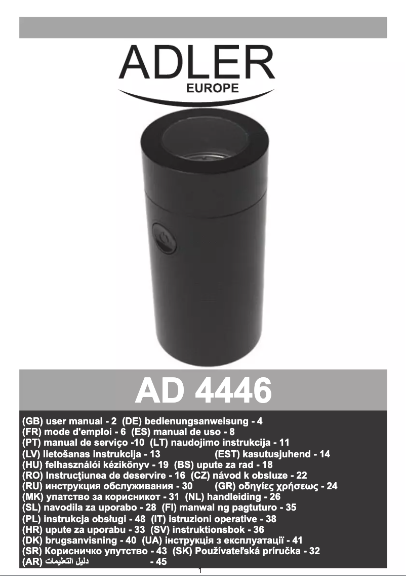 Image de la première page du manuel de l'appareil AD 4446