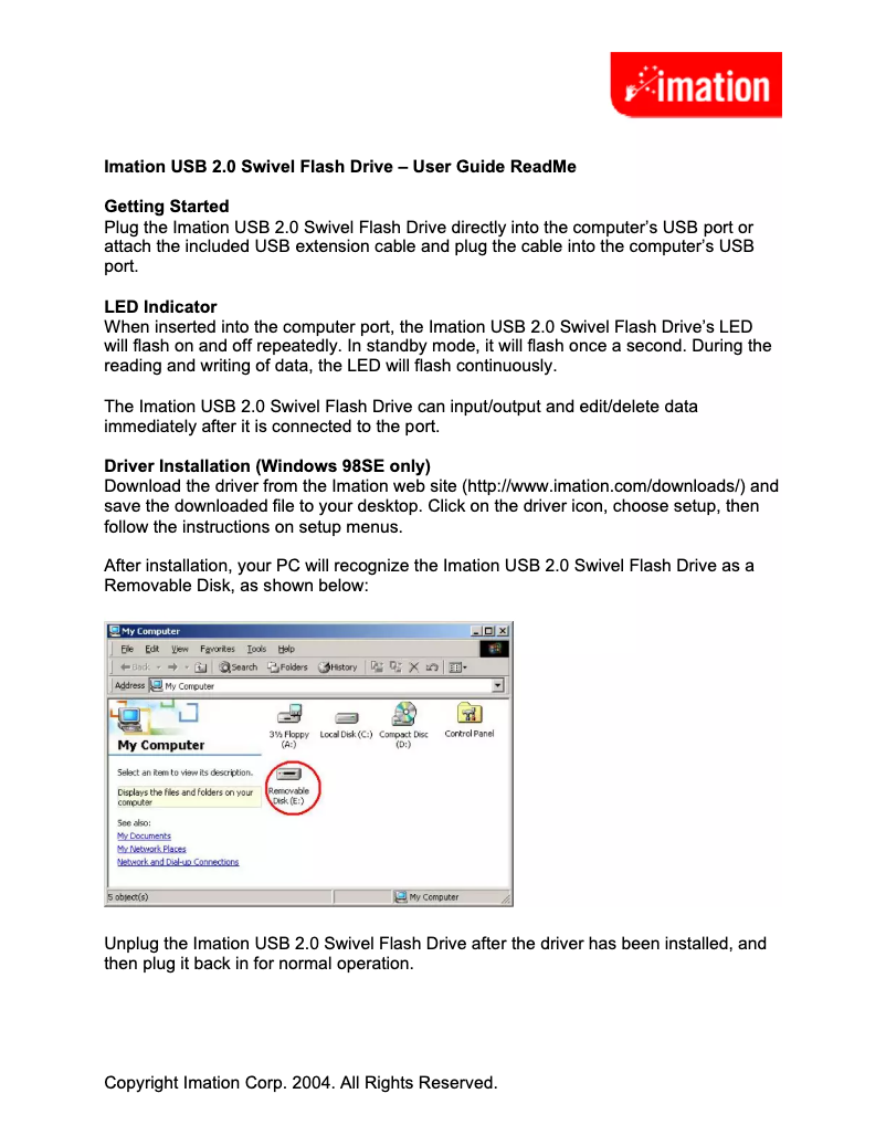 Page 1 de la notice Manuel utilisateur Imation Swivel