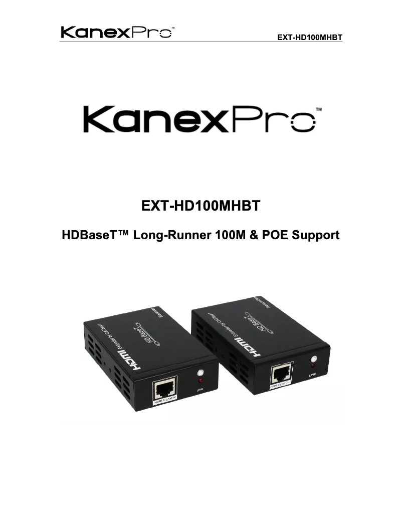Page n°1 - Manuel utilisateur KanexPro EXT-HD100MHBT