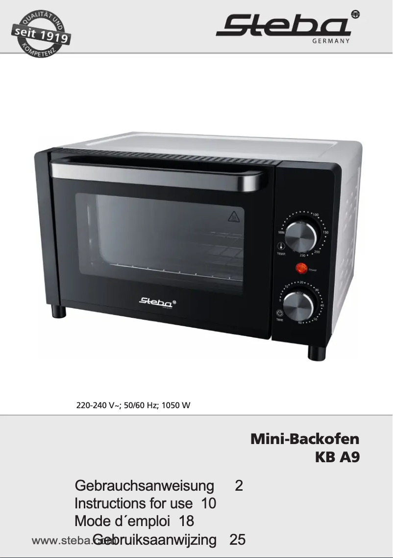 Page n°1 - Manuel utilisateur Steba KB A9