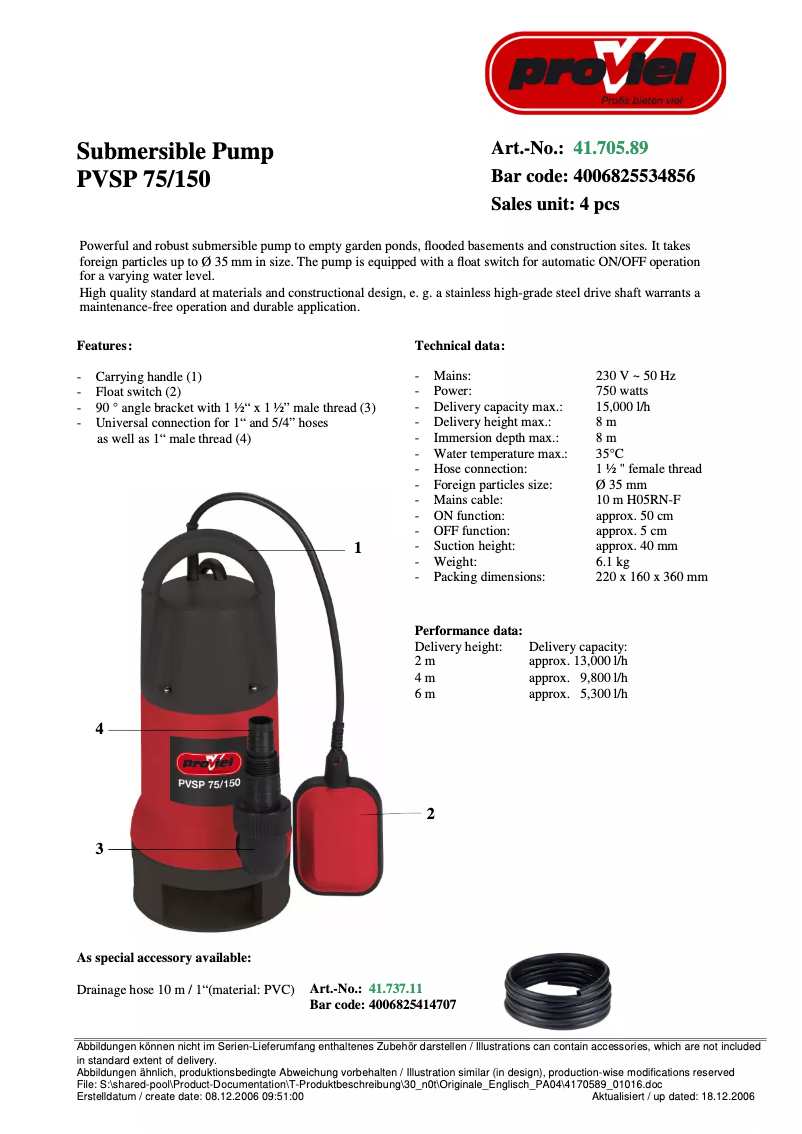 Página 1 del manual Manual de usuario Proviel PVSP 75/150