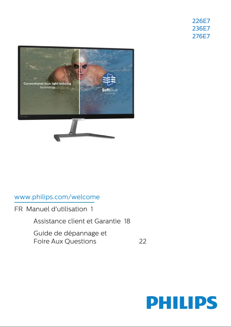 Page 1 de la notice Manuel utilisateur Philips 236E7EDAB