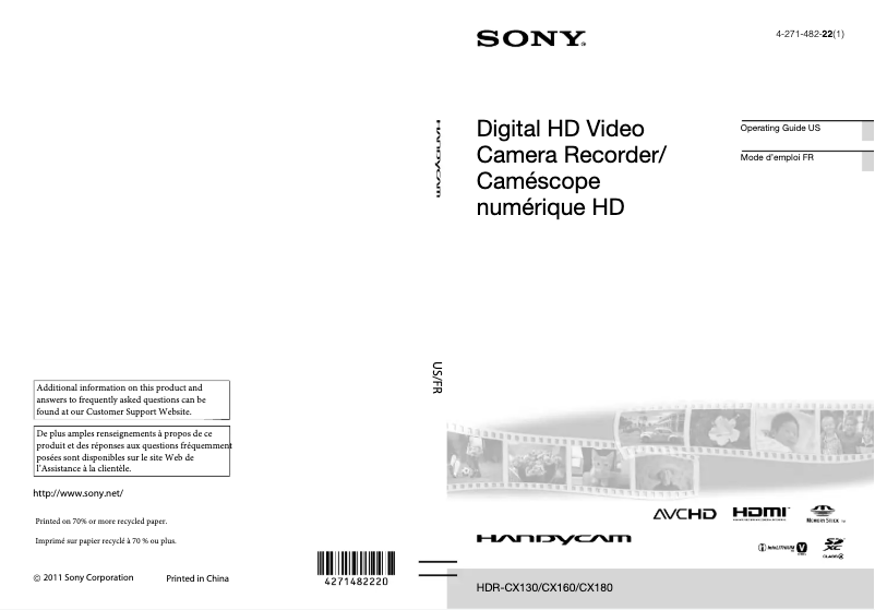 Page 1 de la notice Manuel utilisateur Sony Handycam HDR-CX130