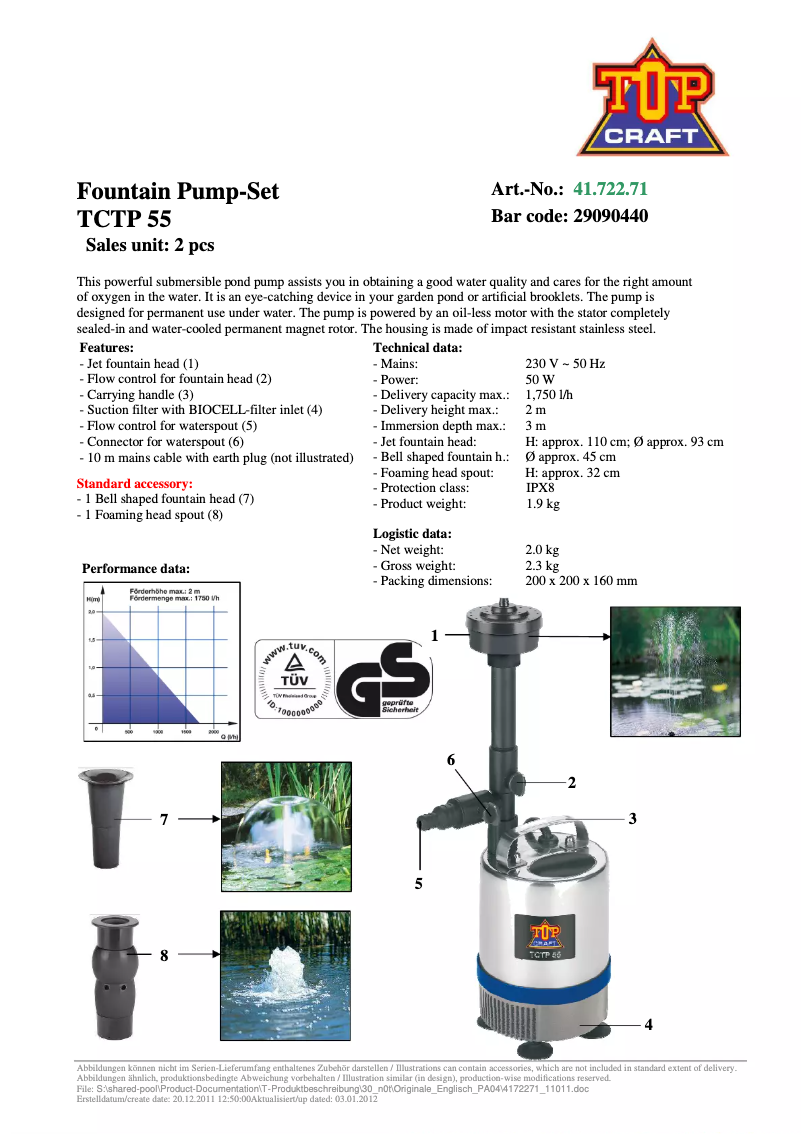 Page 1 de la notice Manuel utilisateur Topcraft TCTP 55