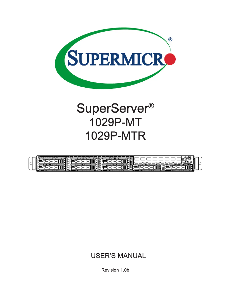 Page 1 de la notice Manuel utilisateur Supermicro SuperServer 1029P-MT