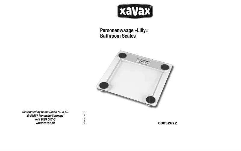 Page n°1 - Manuel utilisateur Xavax Lilly