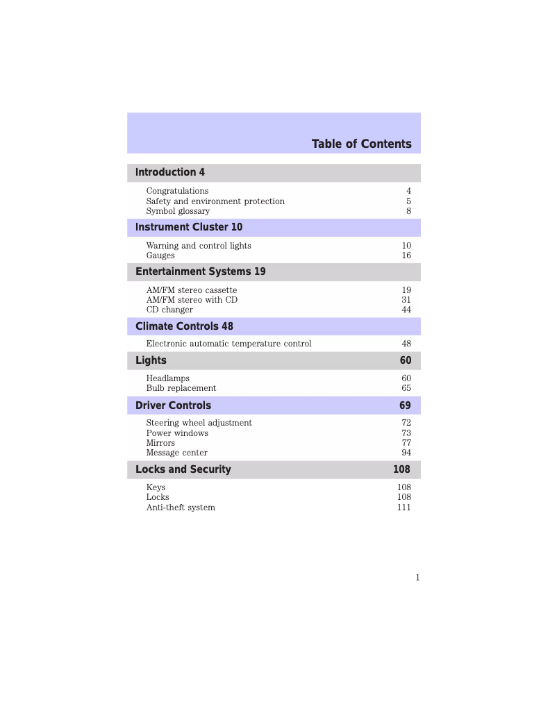 Page n°1 - Manuel utilisateur Lincoln LS (2002)