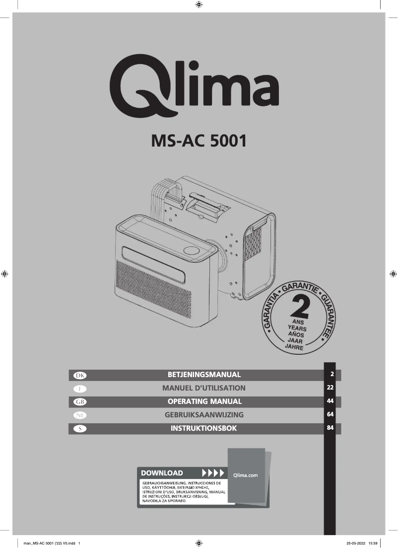 Page 1 de la notice Manuel utilisateur Qlima MS-AC5001