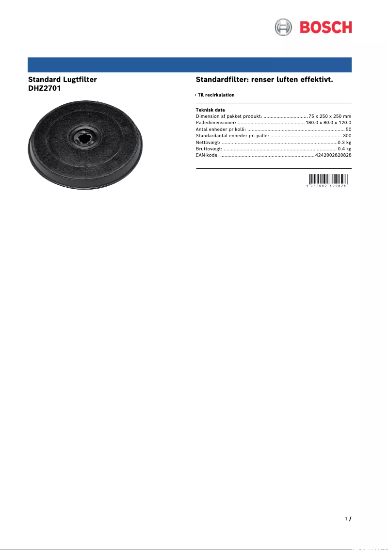 Page 1 de la notice Brochure Bosch DHZ2701