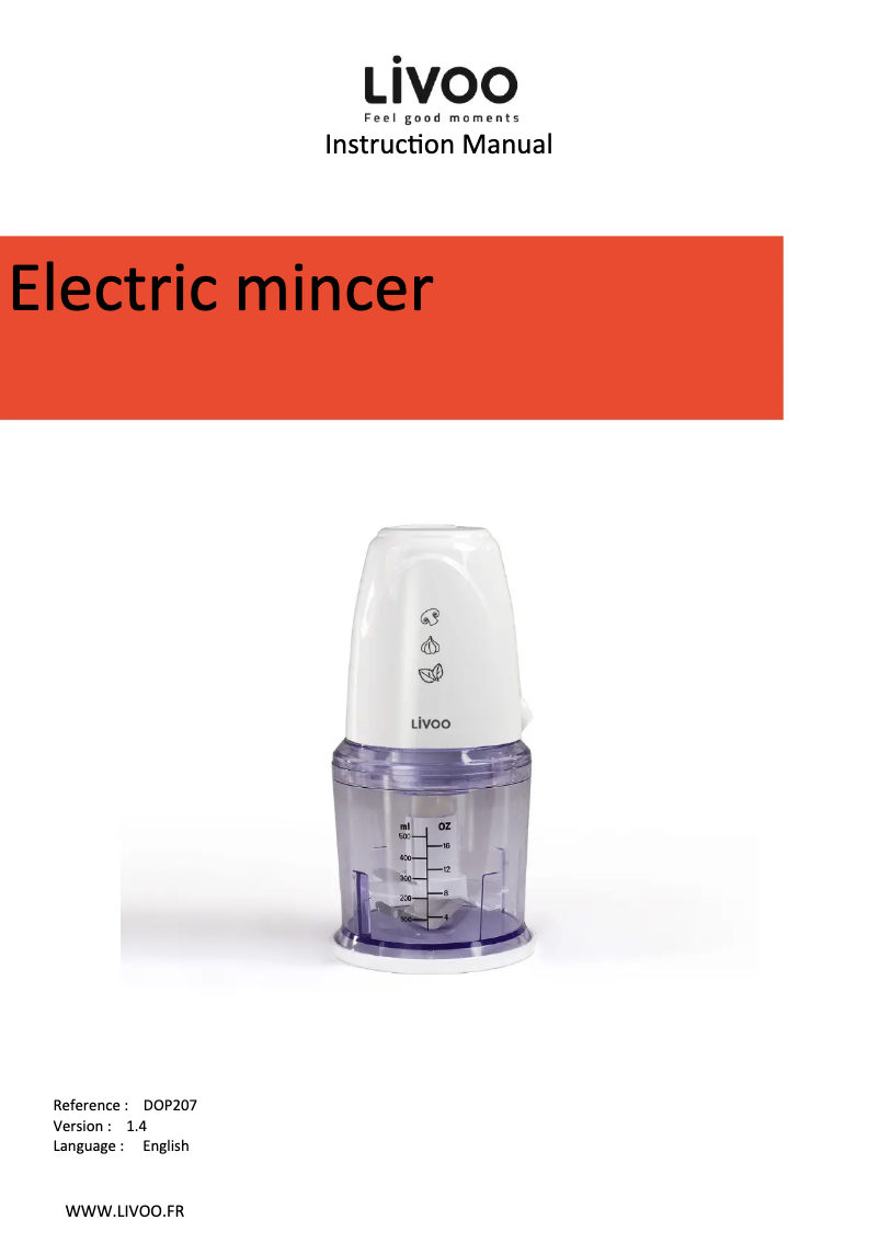 Page 1 de la notice Manuel utilisateur Livoo DOP207R