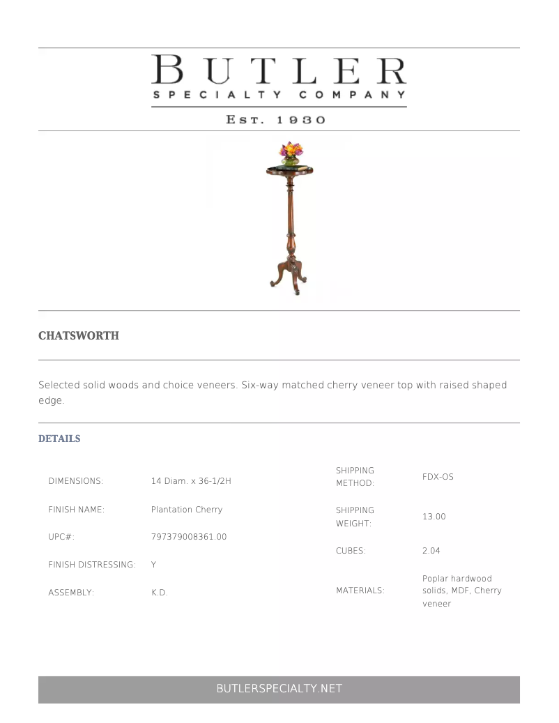 Page 1 de la notice Manuel utilisateur Butler Chatsworth