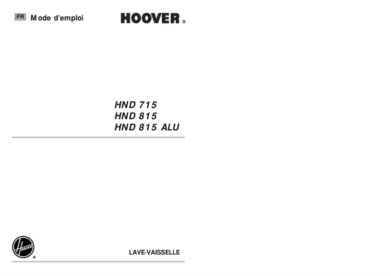 Page n°1 - Manuel utilisateur Hoover HND 715-47