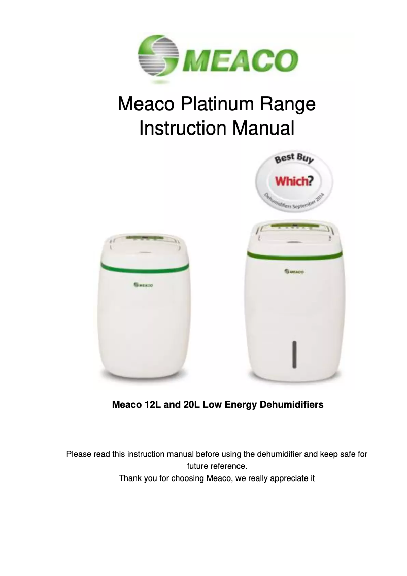 Image de la première page du manuel de l'appareil Platinum Range