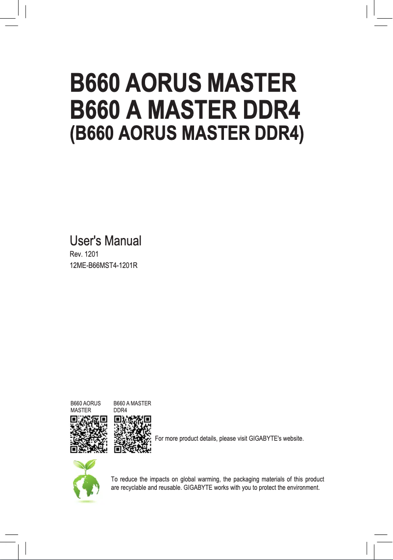 Página 1 del manual Manual de usuario Gigabyte B660 Aorus Master