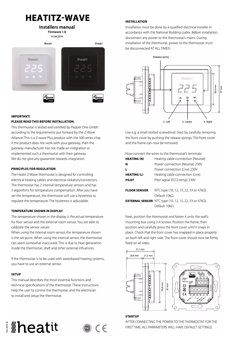 Image de la première page du manuel de l'appareil Z-Wave