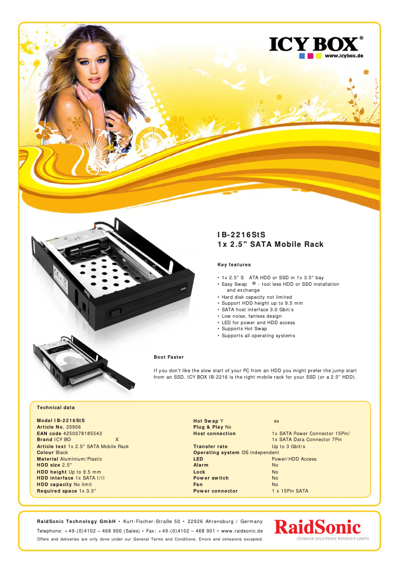 Page n°1 - Fiche technique Icy Box IB-2216StS