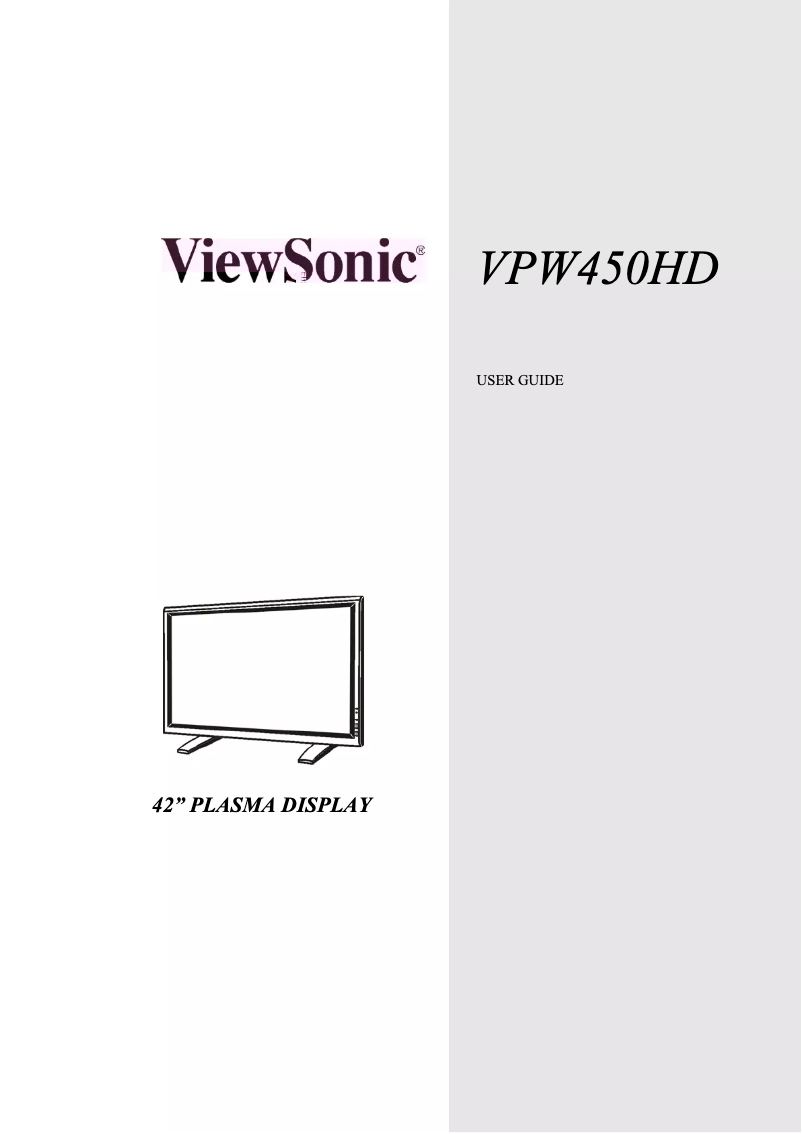 Page n°1 - Manuel utilisateur Viewsonic VPW450HD