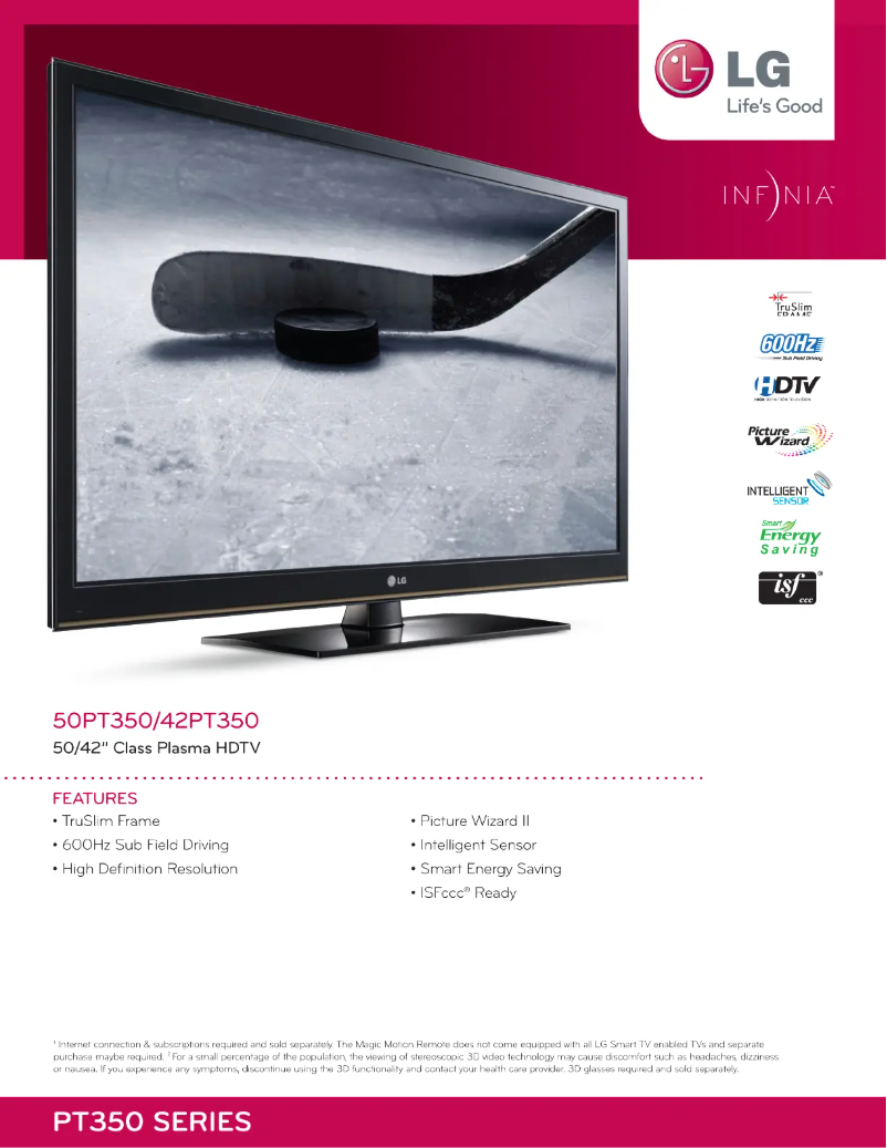 Page n°1 - Fiche technique LG 50PT350