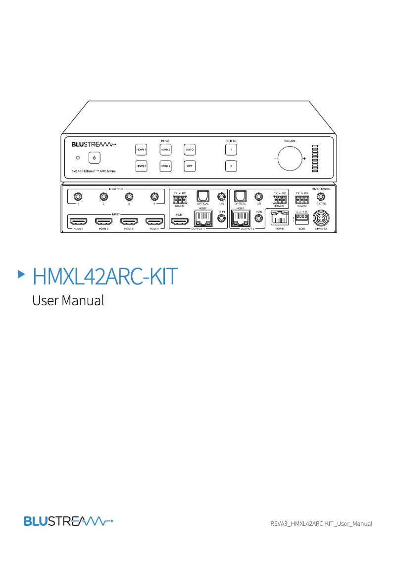 Page n°1 - Manuel utilisateur Blustream HMXL42ARC-KIT