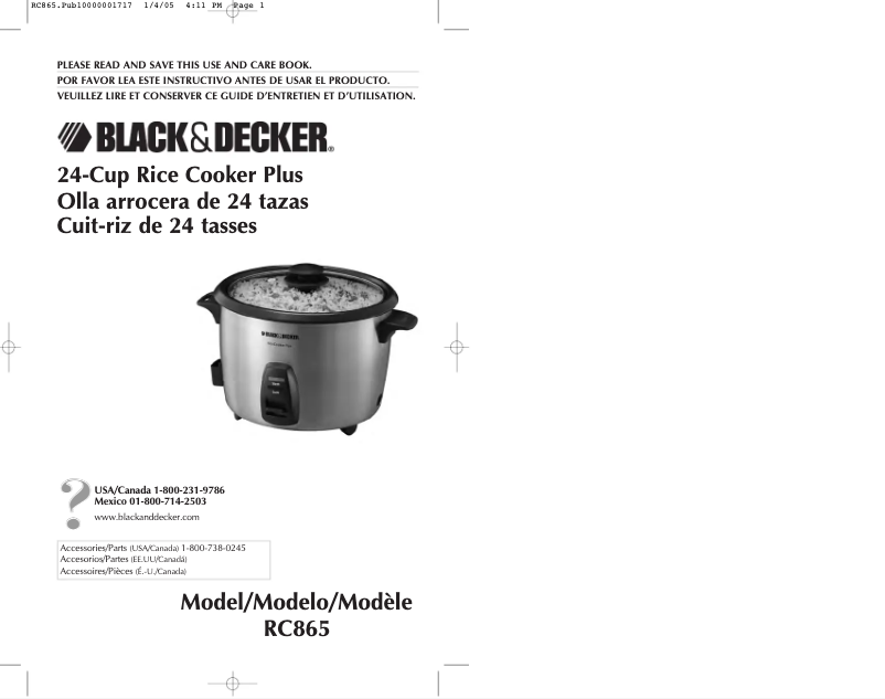 Page 1 de la notice Manuel utilisateur Black & Decker RC865