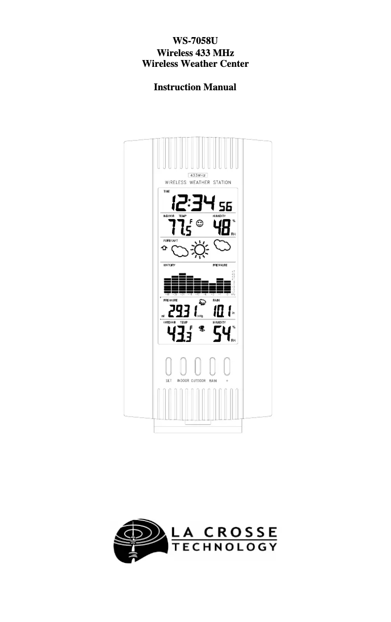 Page n°1 - Manuel utilisateur La Crosse Technology WS-7058U