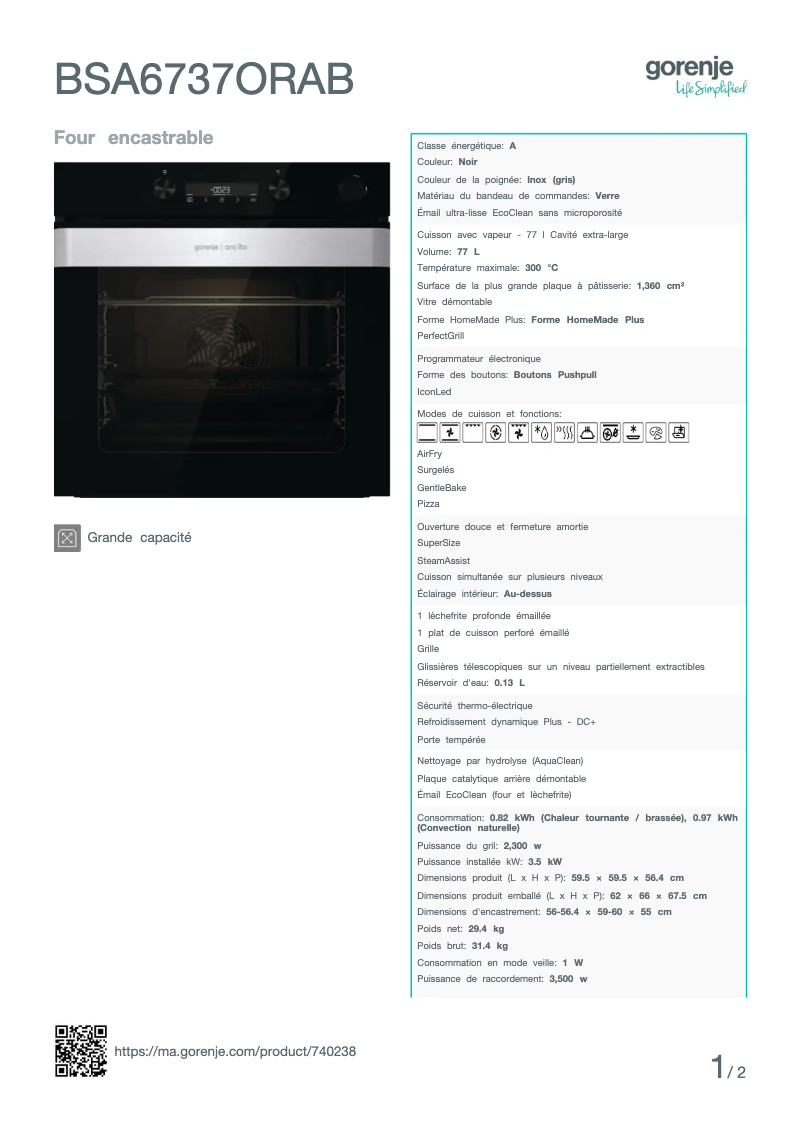 Image de la première page du manuel de l'appareil BSA6737ORAB