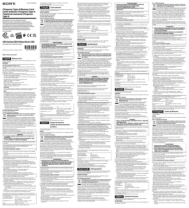 Página 1 del manual Manual de usuario Sony CEA-G320T