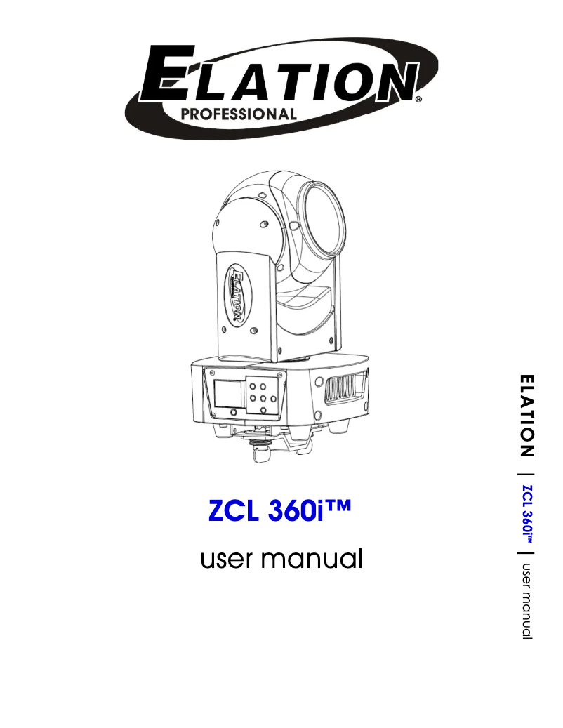 Page 1 de la notice Manuel utilisateur Elation ZCL 360i