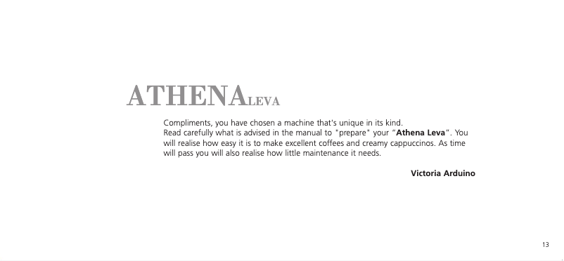 Page 1 de la notice Manuel utilisateur Victoria Arduino Athena Leva